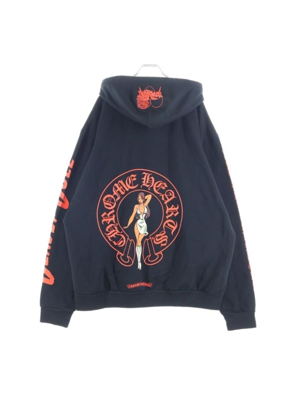 Chrome Hearts Deadly Doll Dead Tall le Horseshoe Print Pullover Hoodie Black Red